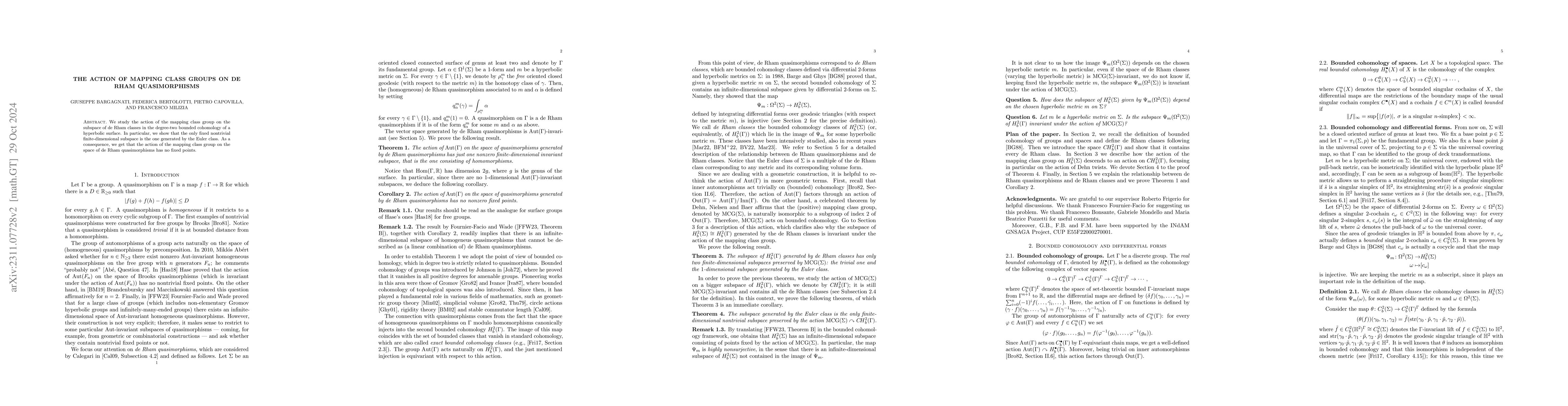 Thumbnail for The action of mapping class groups on de Rham quasimorphisms