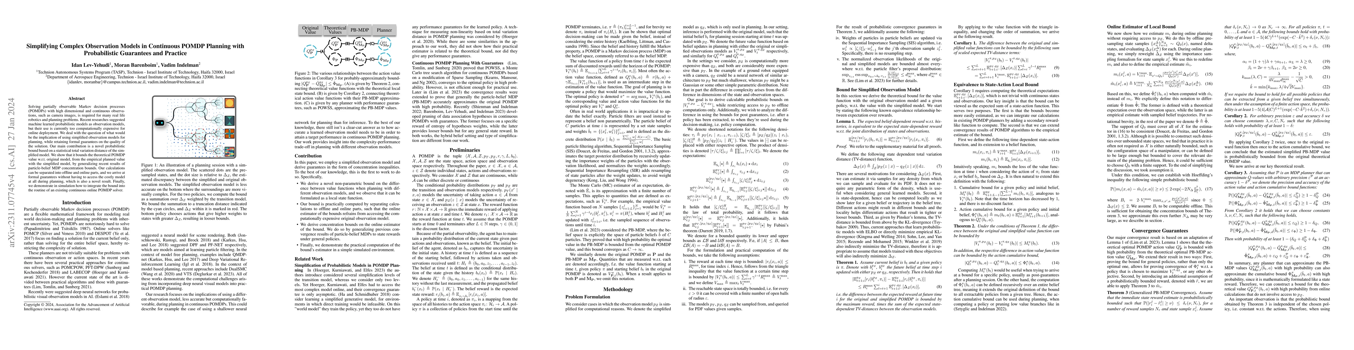 Thumbnail for Simplifying Complex Observation Models in Continuous POMDP Planning with
  Probabilistic Guarantees and Practice