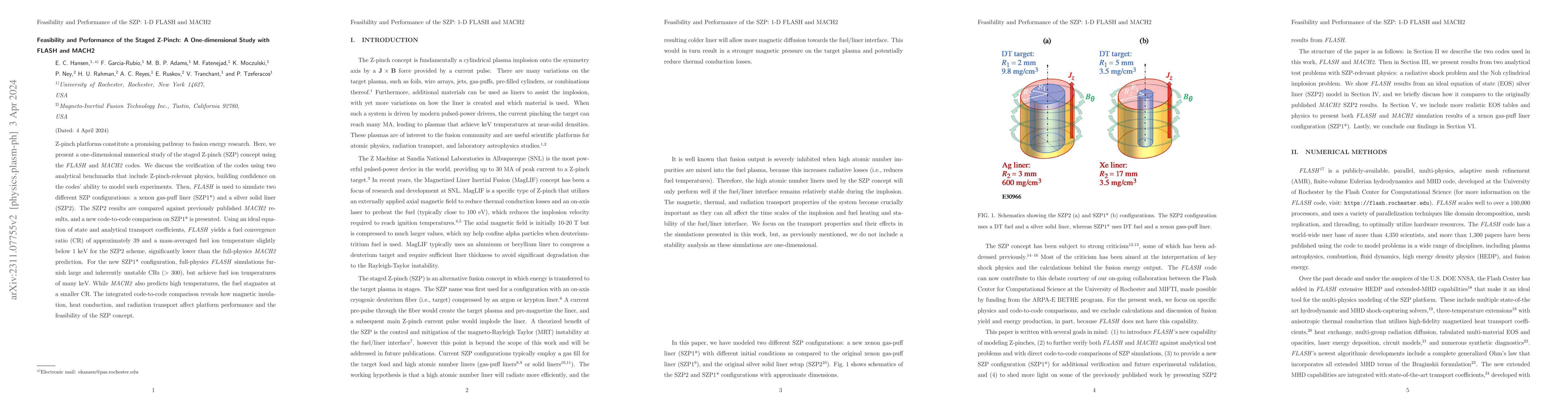Thumbnail for Feasibility and Performance of the Staged Z-Pinch: A One-dimensional
  Study with FLASH and MACH2