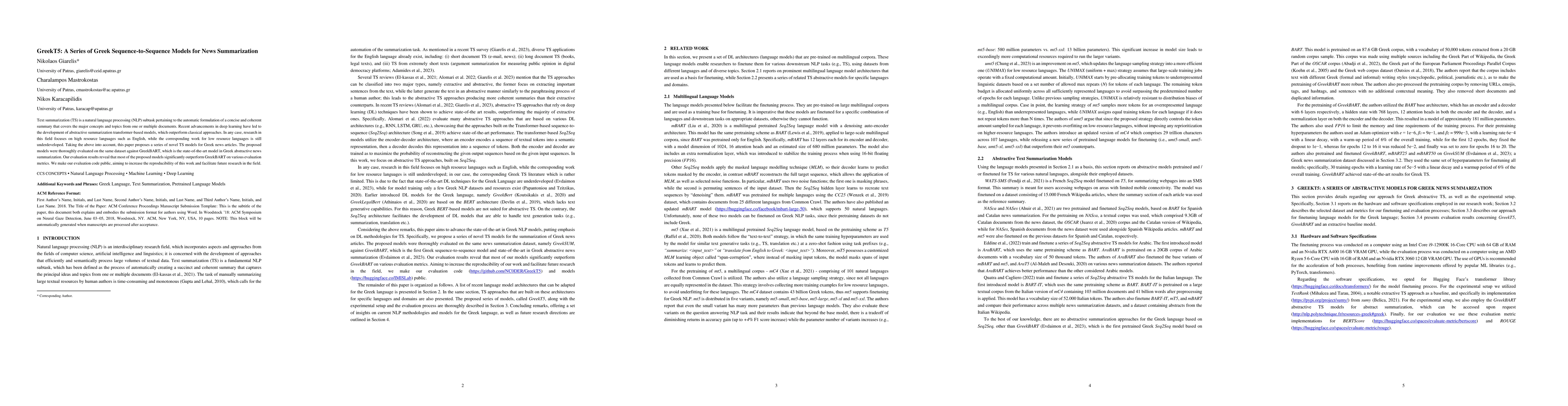 Thumbnail for GreekT5: A Series of Greek Sequence-to-Sequence Models for News
  Summarization