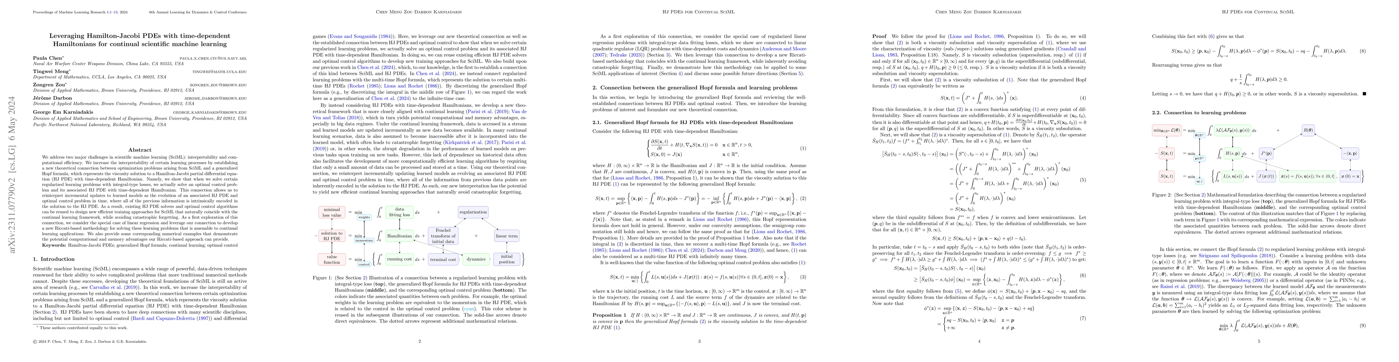 Thumbnail for Leveraging Hamilton-Jacobi PDEs with time-dependent Hamiltonians for
  continual scientific machine learning
