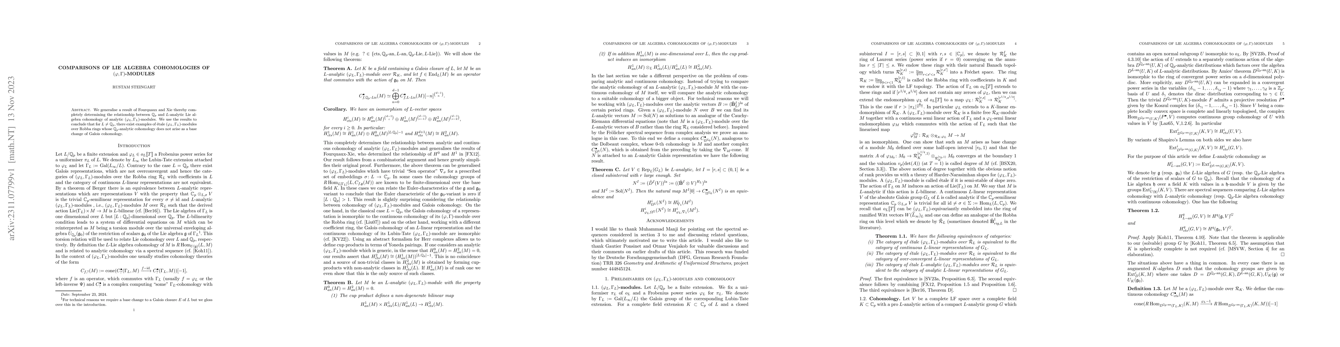 Thumbnail for Comparisons of Lie algebra cohomologies of $(\varphi,\Gamma)$-modules