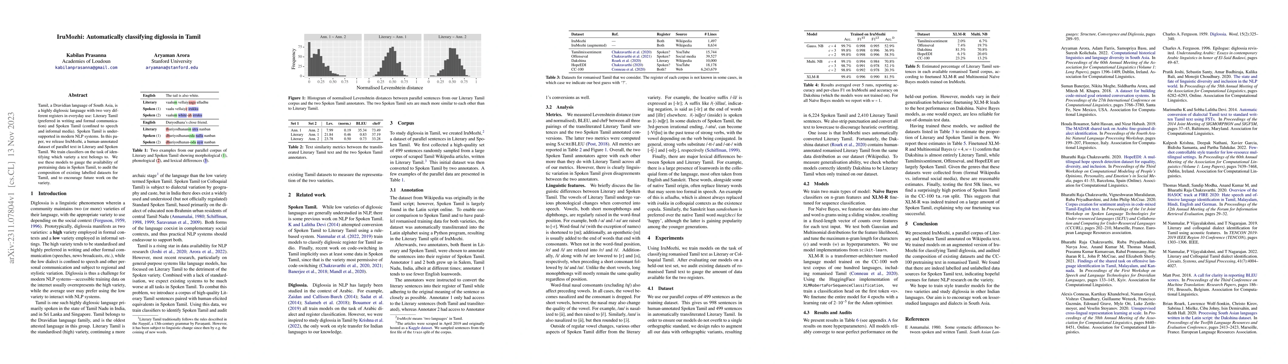 Thumbnail for IruMozhi: Automatically classifying diglossia in Tamil