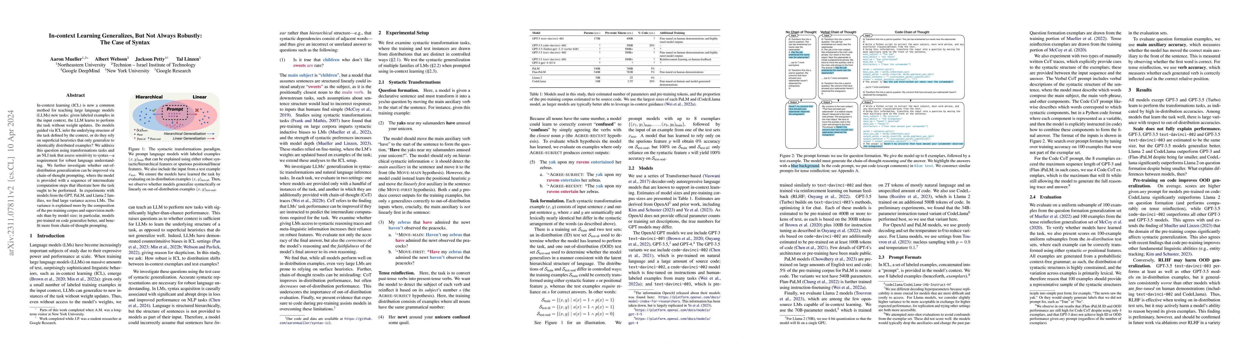 Thumbnail for In-context Learning Generalizes, But Not Always Robustly: The Case of
  Syntax