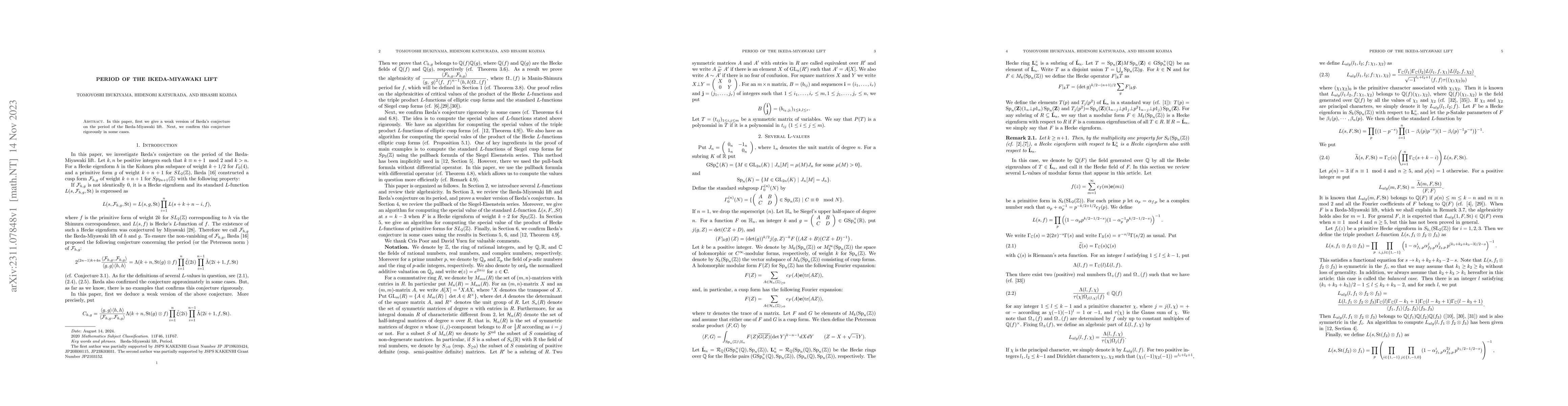 Thumbnail for Period of the Ikeda-Miyawaki lift