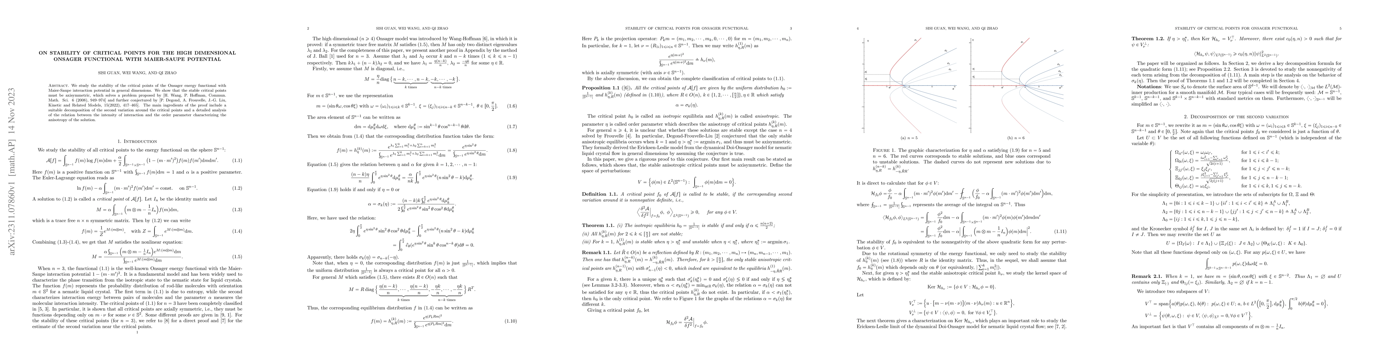Thumbnail for On Stability of Critical Points for the High Dimensional Onsager
  Functional with Maier-Saupe Potential