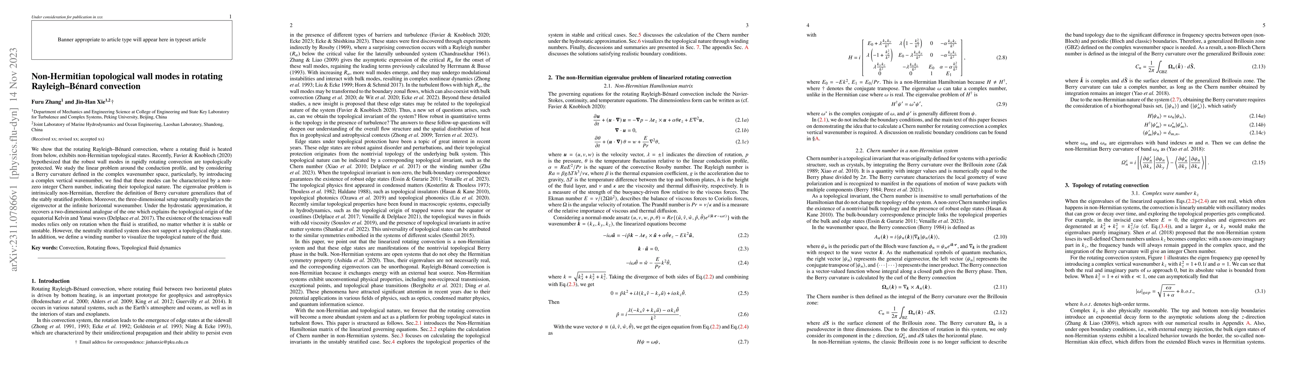 Thumbnail for Non-Hermitian topological wall modes in rotating Rayleigh-Benard
  convection