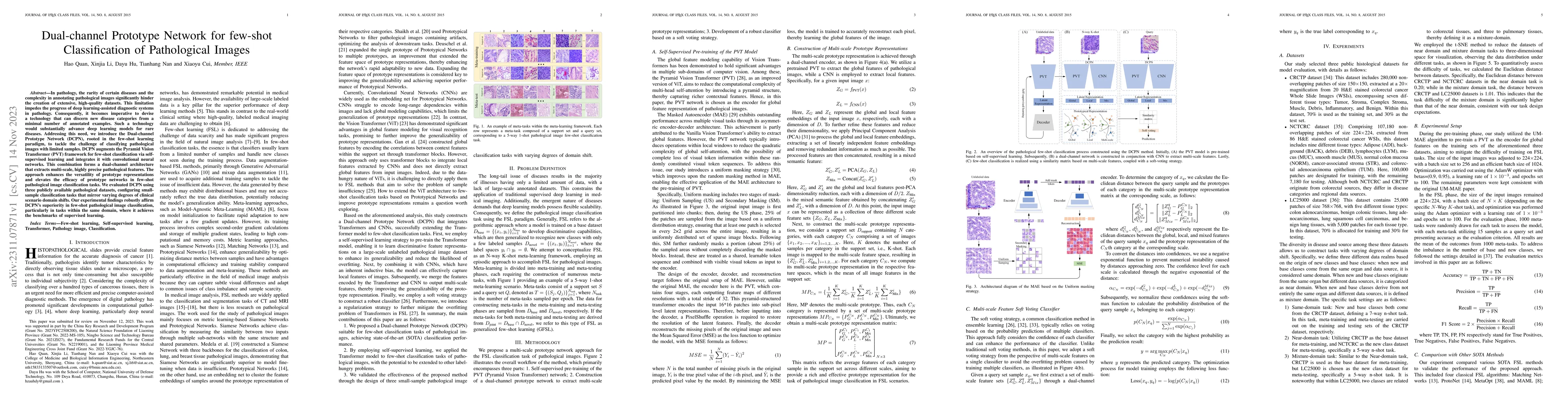 Thumbnail for Dual-channel Prototype Network for few-shot Classification of
  Pathological Images