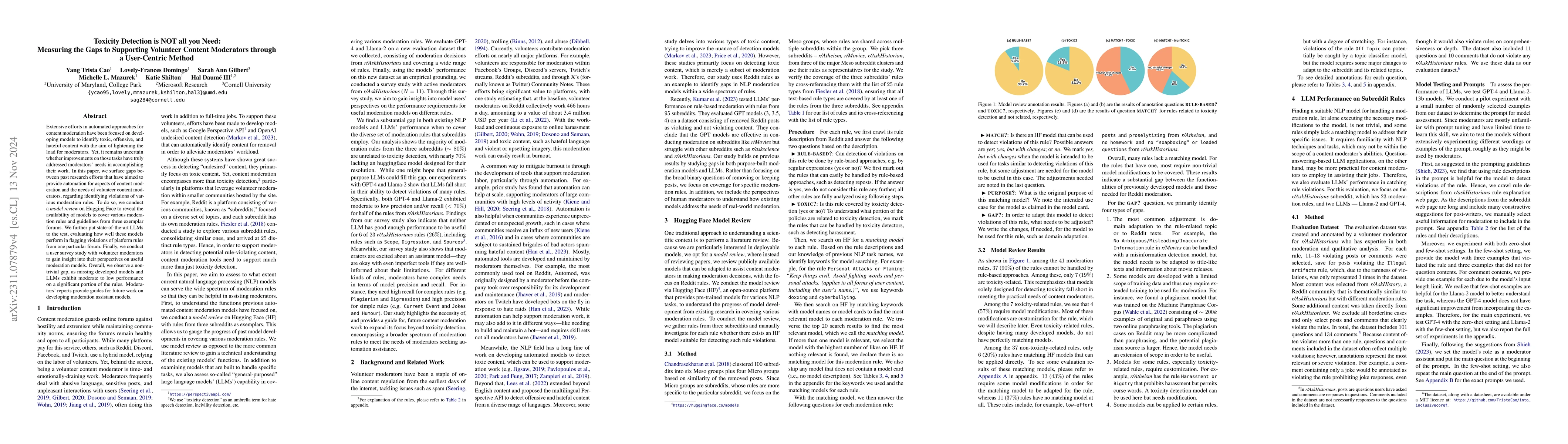 Thumbnail for Toxicity Detection is NOT all you Need: Measuring the Gaps to Supporting
  Volunteer Content Moderators