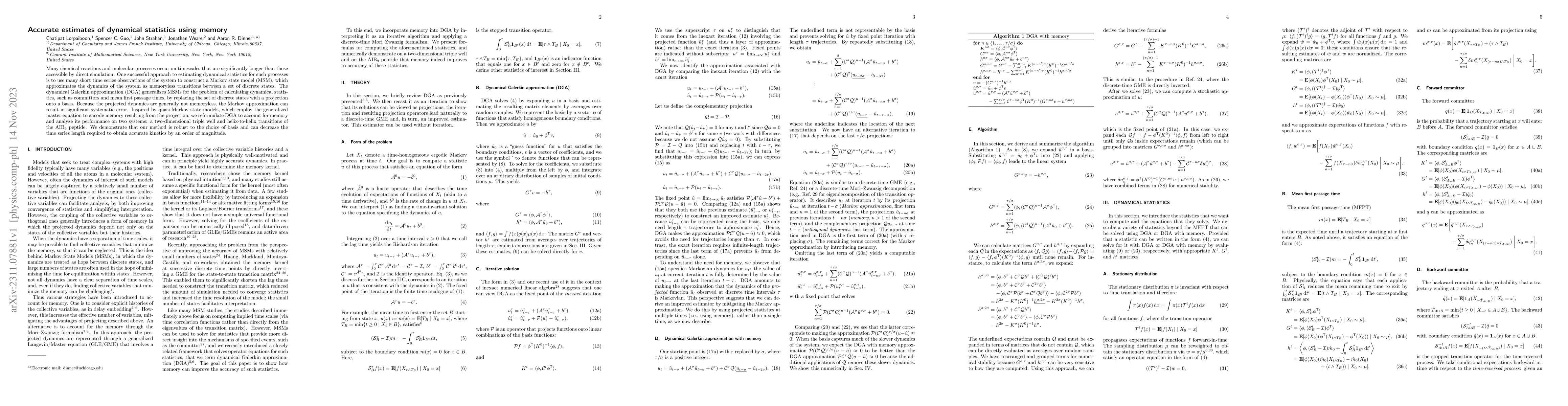 Thumbnail for Accurate estimates of dynamical statistics using memory