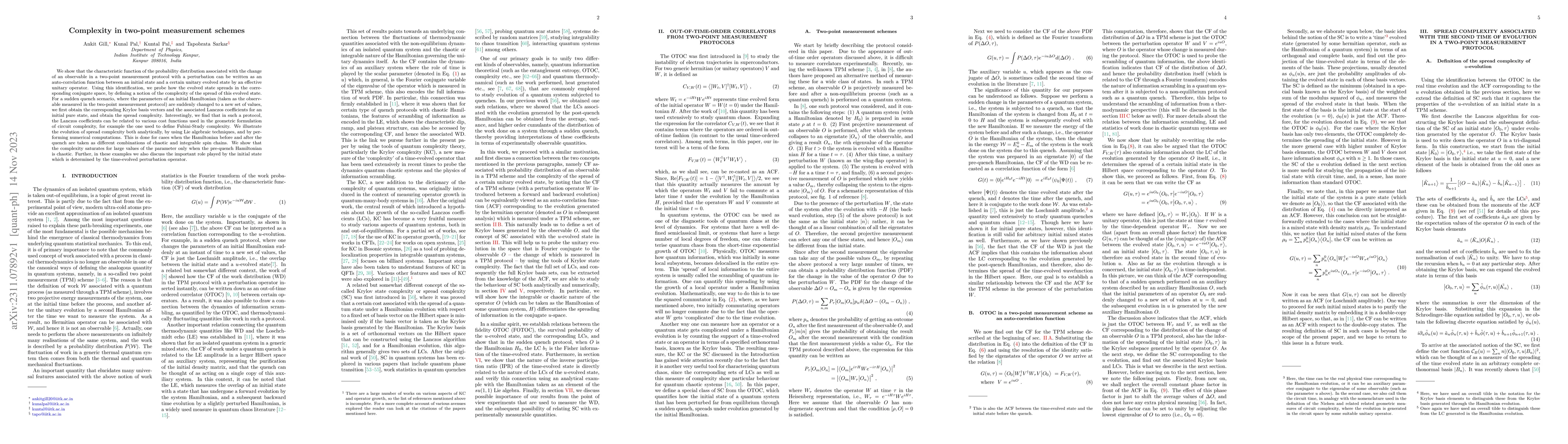 Thumbnail for Complexity in two-point measurement schemes