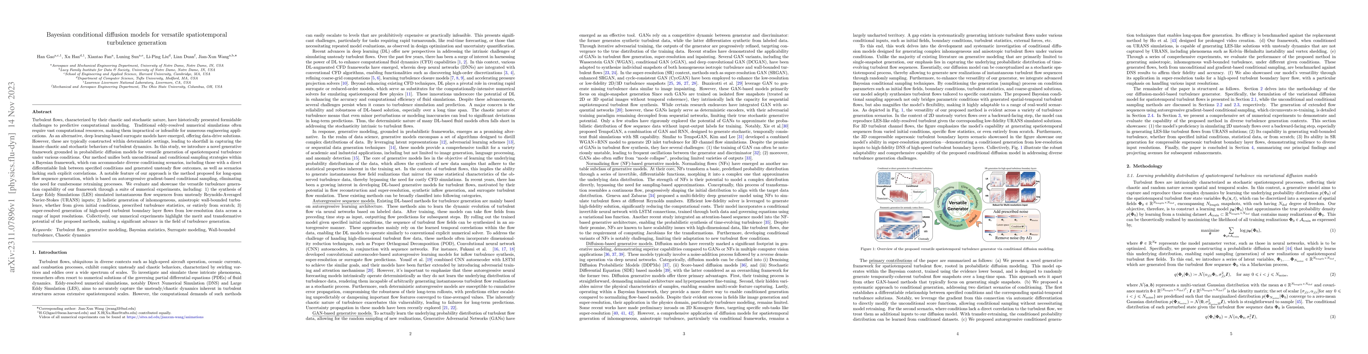 Thumbnail for Bayesian Conditional Diffusion Models for Versatile Spatiotemporal
  Turbulence Generation