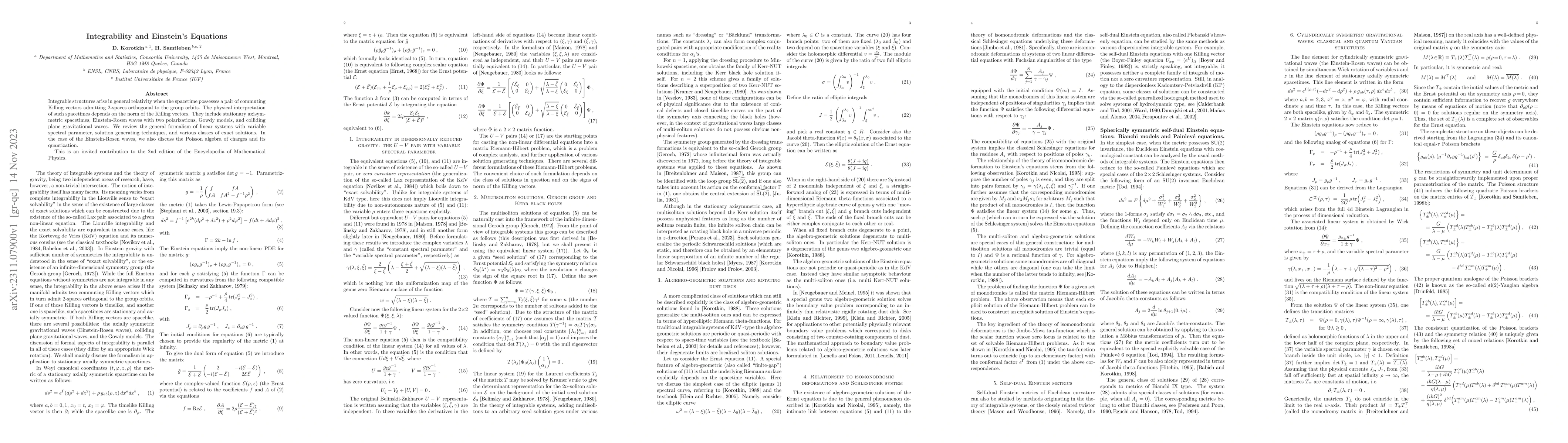 Thumbnail for Integrability and Einstein's Equations