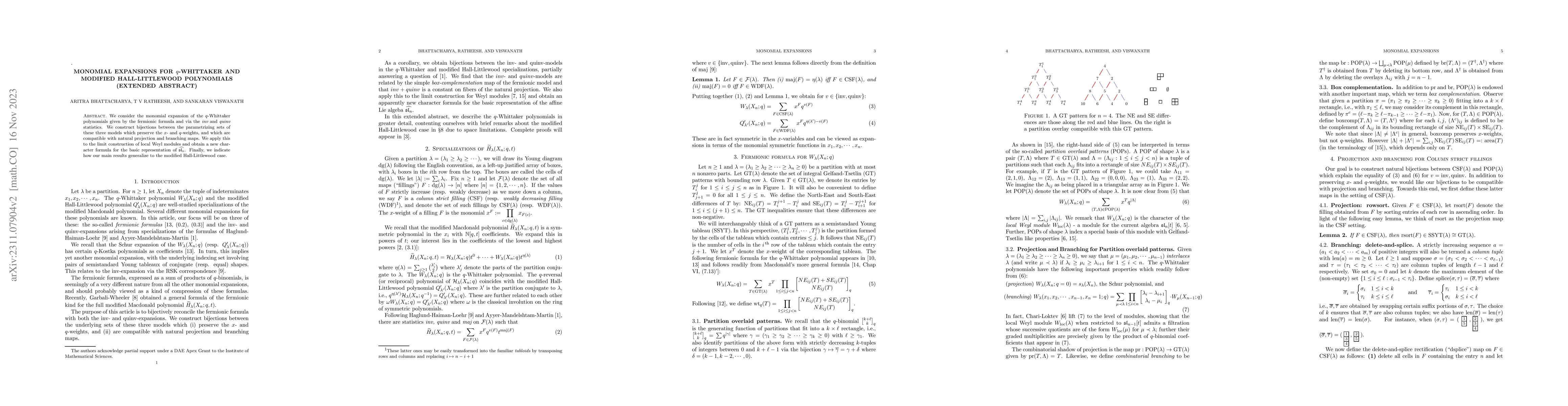 Thumbnail for Monomial expansions for $q$-Whittaker and modified Hall-Littlewood
  polynomials