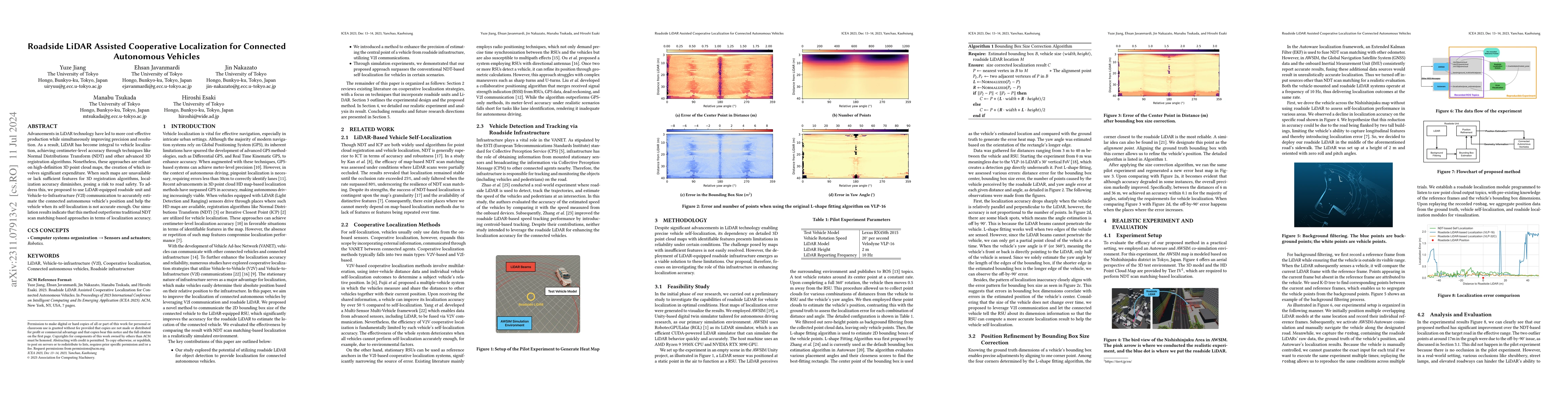 Thumbnail for Roadside LiDAR Assisted Cooperative Localization for Connected
  Autonomous Vehicles