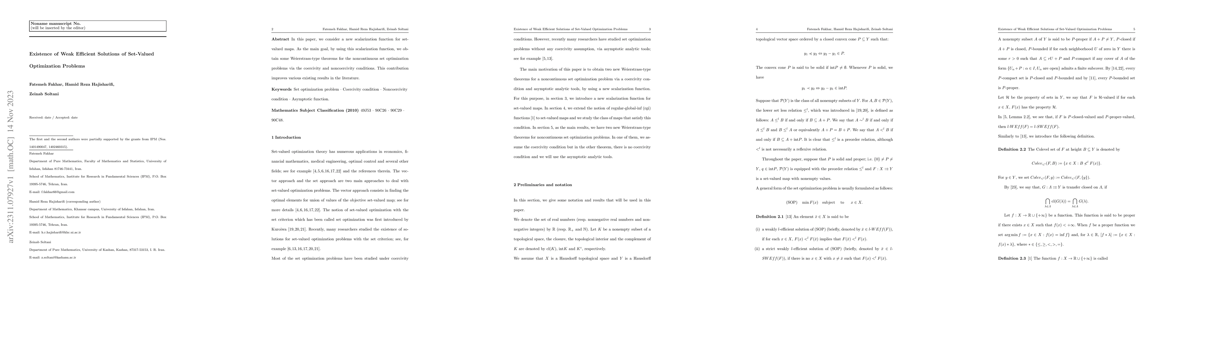Thumbnail for Existence of Weak Efficient Solutions of Set-Valued Optimization
  Problems