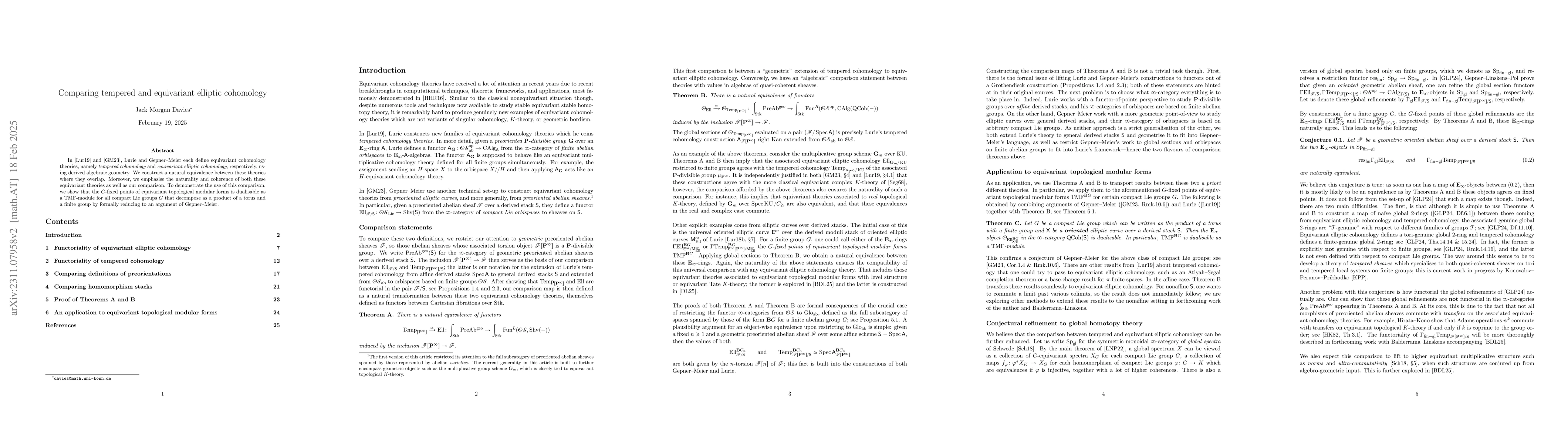 Thumbnail for Comparing tempered and equivariant elliptic cohomology