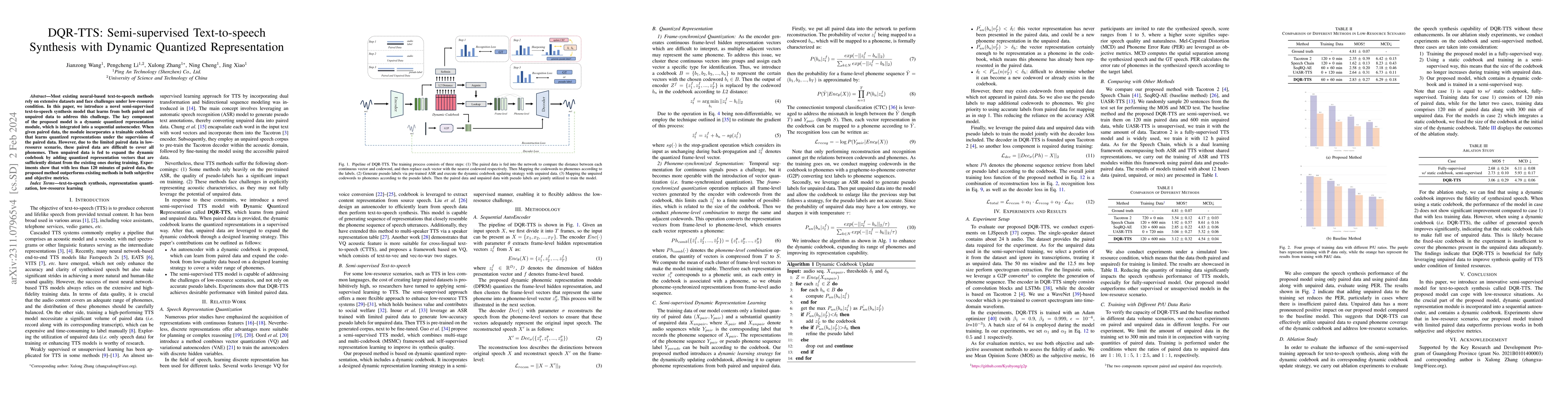Thumbnail for DQR-TTS: Semi-supervised Text-to-speech Synthesis with Dynamic Quantized
  Representation