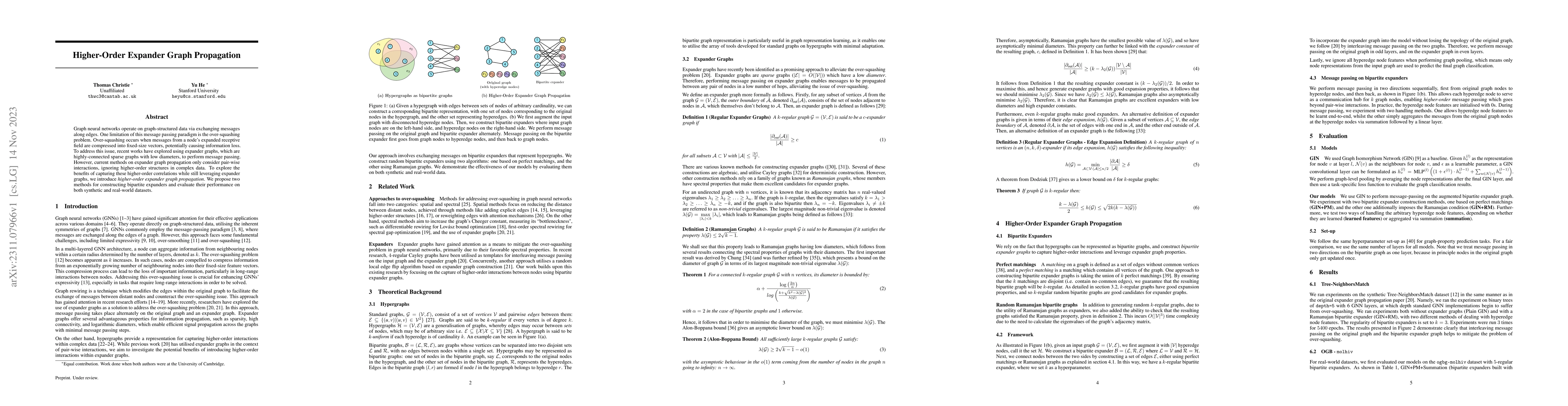 Thumbnail for Higher-Order Expander Graph Propagation