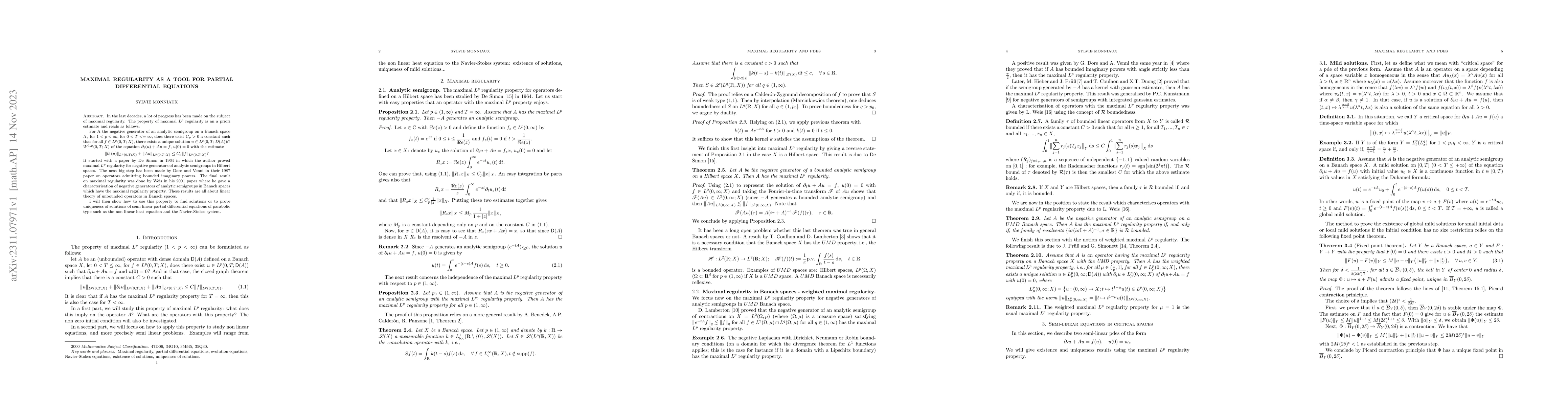 Thumbnail for Maximal regularity as a tool for partial differential equations