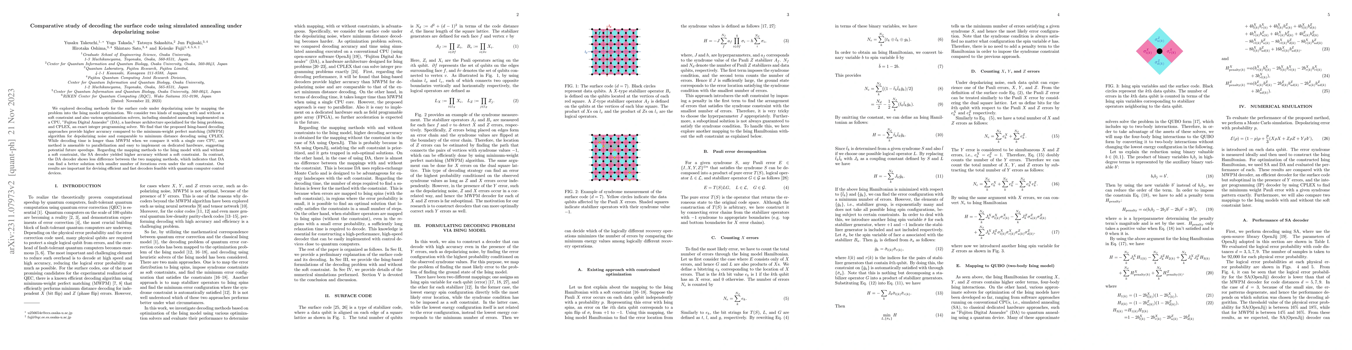 Thumbnail for Comparative study of decoding the surface code using simulated annealing
  under depolarizing noise