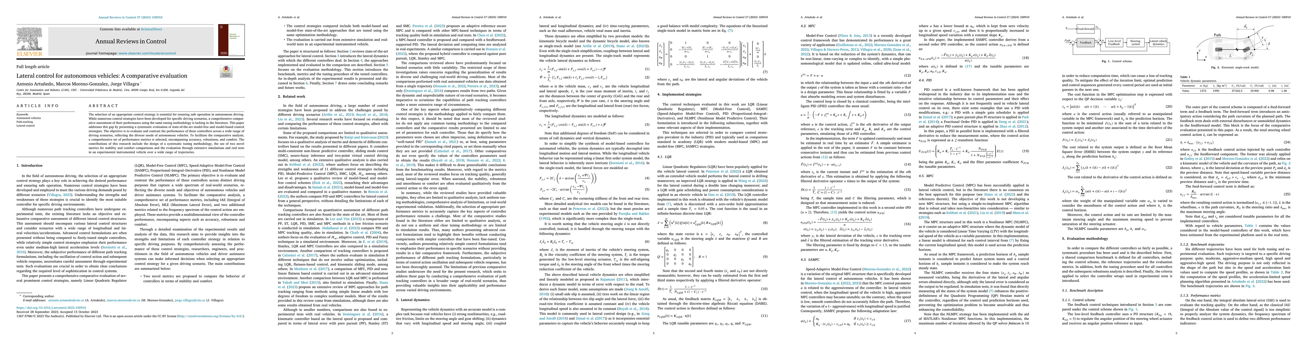 Thumbnail for Lateral control for autonomous vehicles: A comparative evaluation