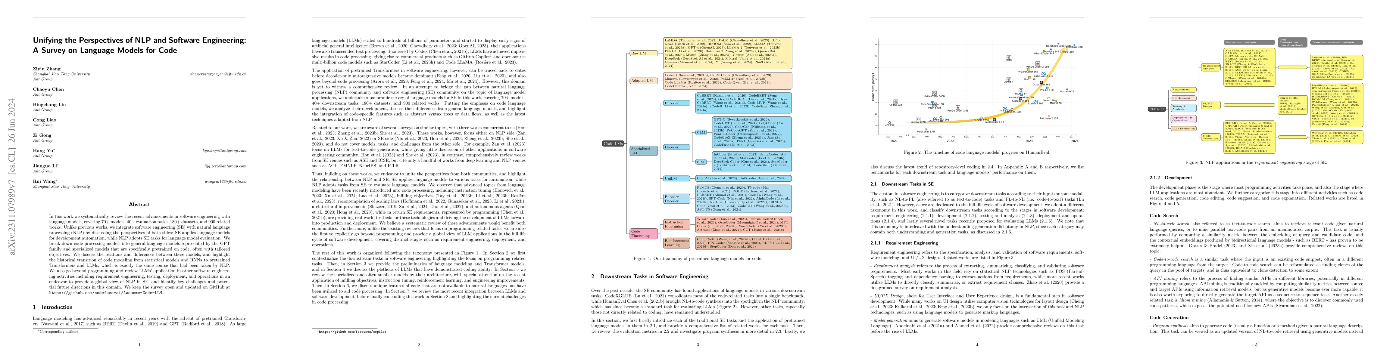 Thumbnail for Unifying the Perspectives of NLP and Software Engineering: A Survey on
  Language Models for Code