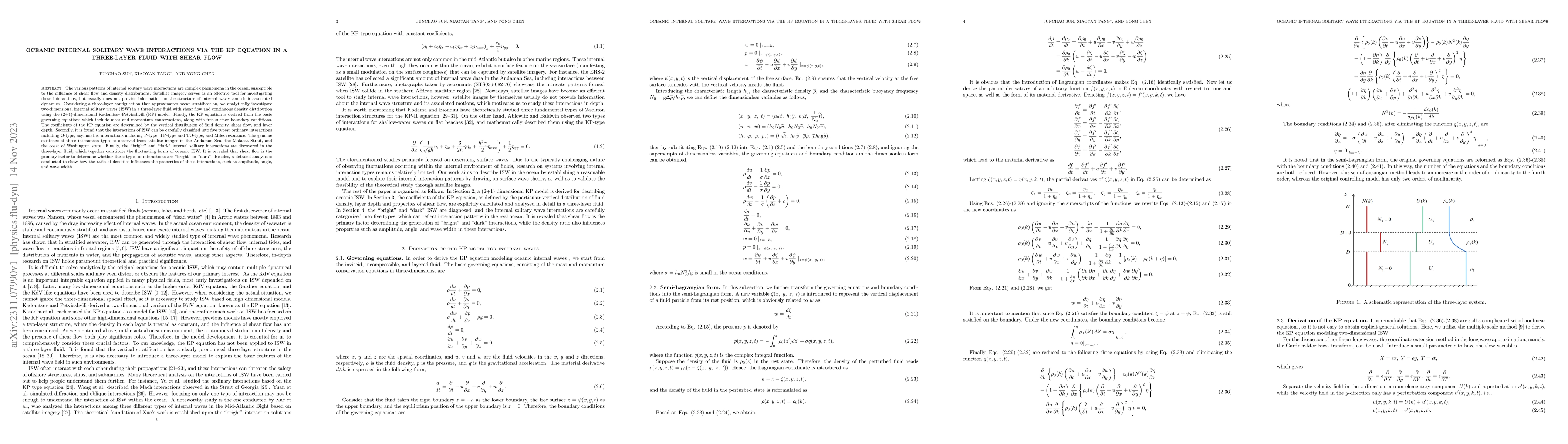 Thumbnail for Oceanic internal solitary wave interactions via the KP equation in a
  three-layer fluid with shear flow