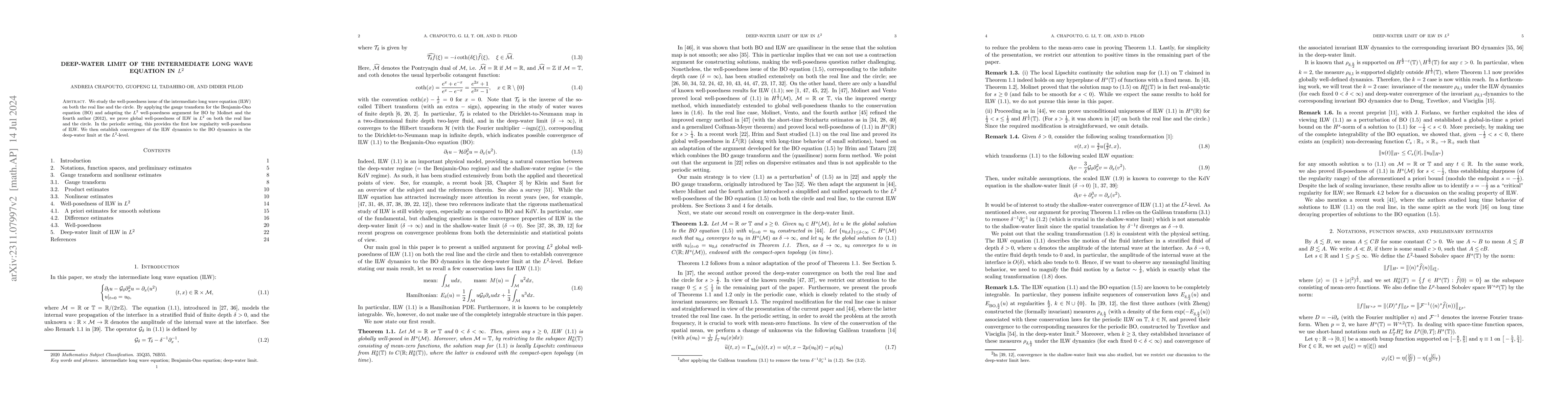 Thumbnail for Deep-water limit of the intermediate long wave equation in $L^2$