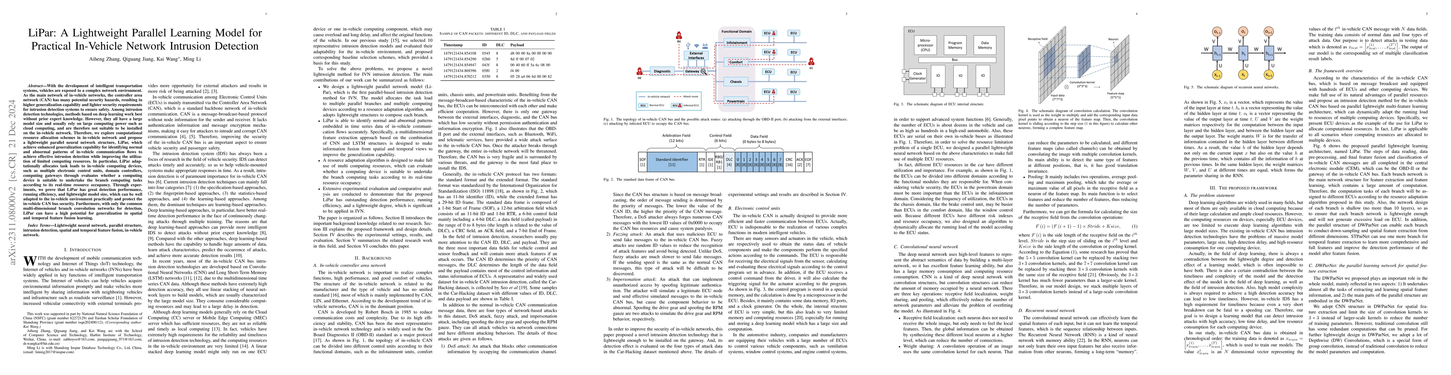 Thumbnail for LiPar: A Lightweight Parallel Learning Model for Practical In-Vehicle
  Network Intrusion Detection