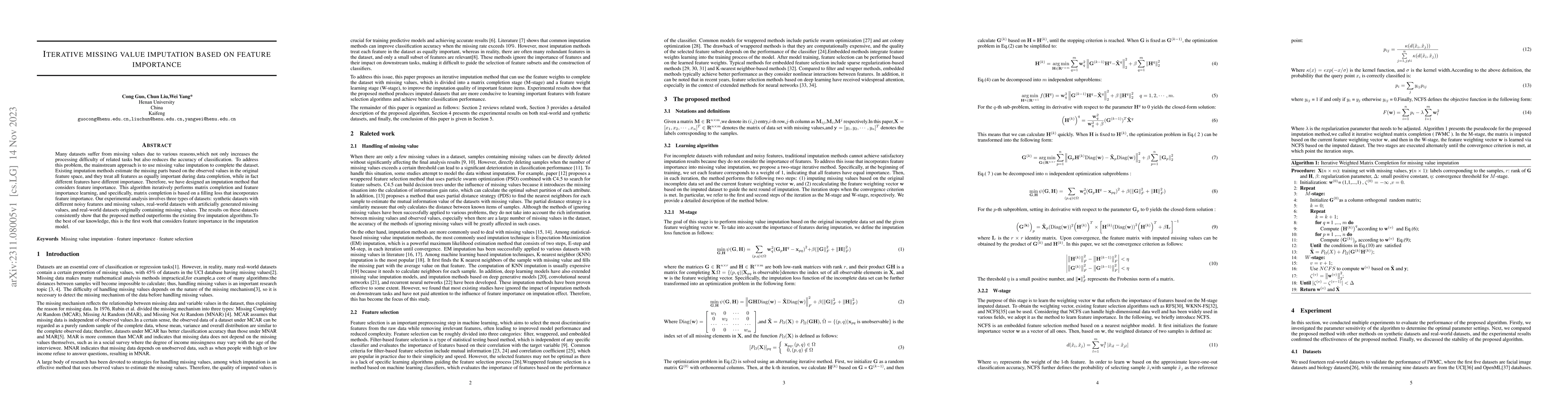 Thumbnail for Iterative missing value imputation based on feature importance