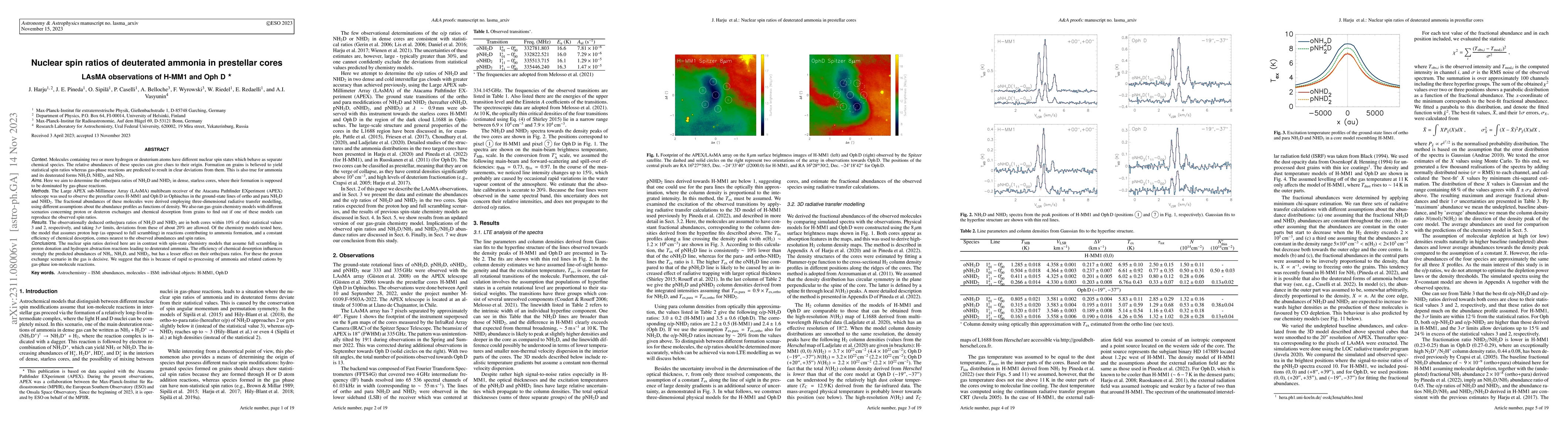Thumbnail for Nuclear spin ratios of deuterated ammonia in prestellar cores. LAsMA
  observations of H-MM1 and Oph D