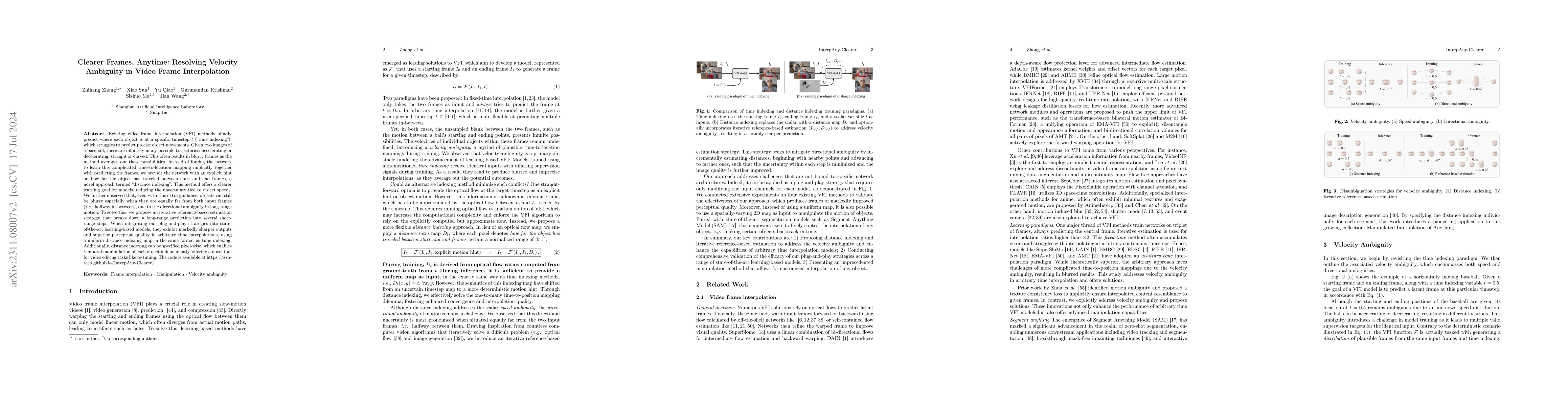Thumbnail for Clearer Frames, Anytime: Resolving Velocity Ambiguity in Video Frame
  Interpolation