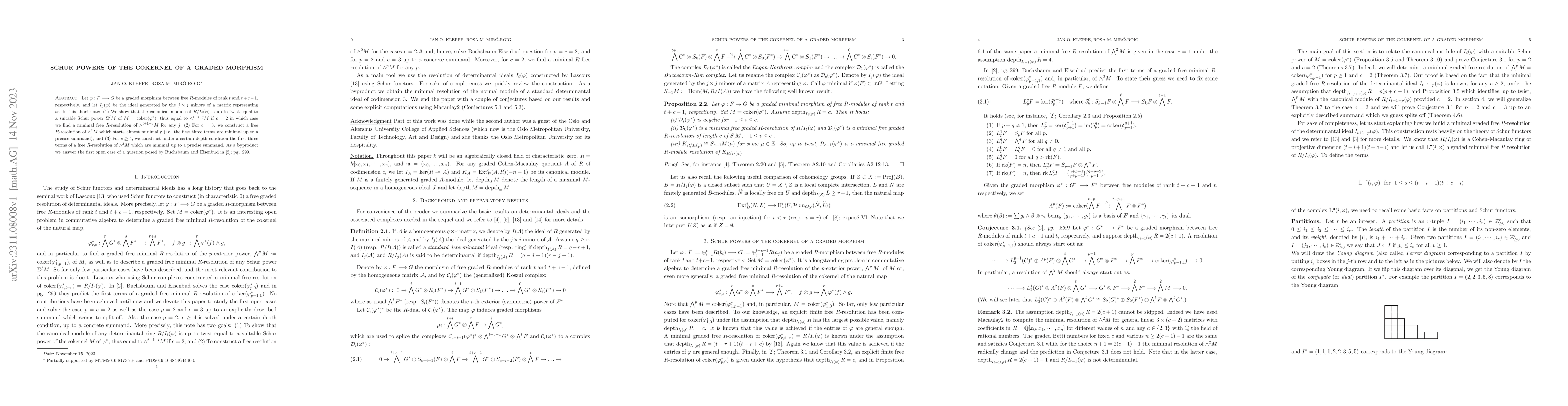 Thumbnail for Schur powers of the cokernel of a graded morphism