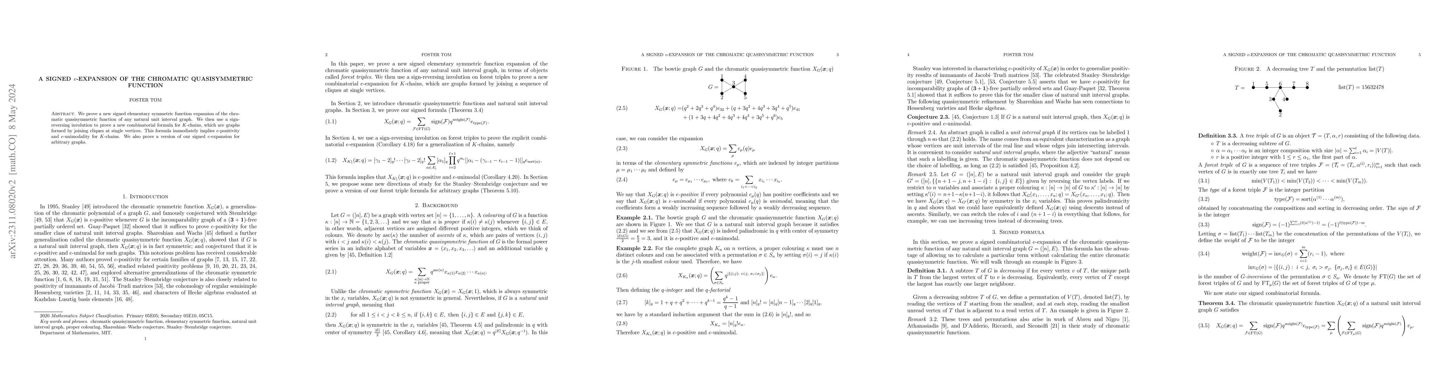Thumbnail for A signed $e$-expansion of the chromatic quasisymmetric function