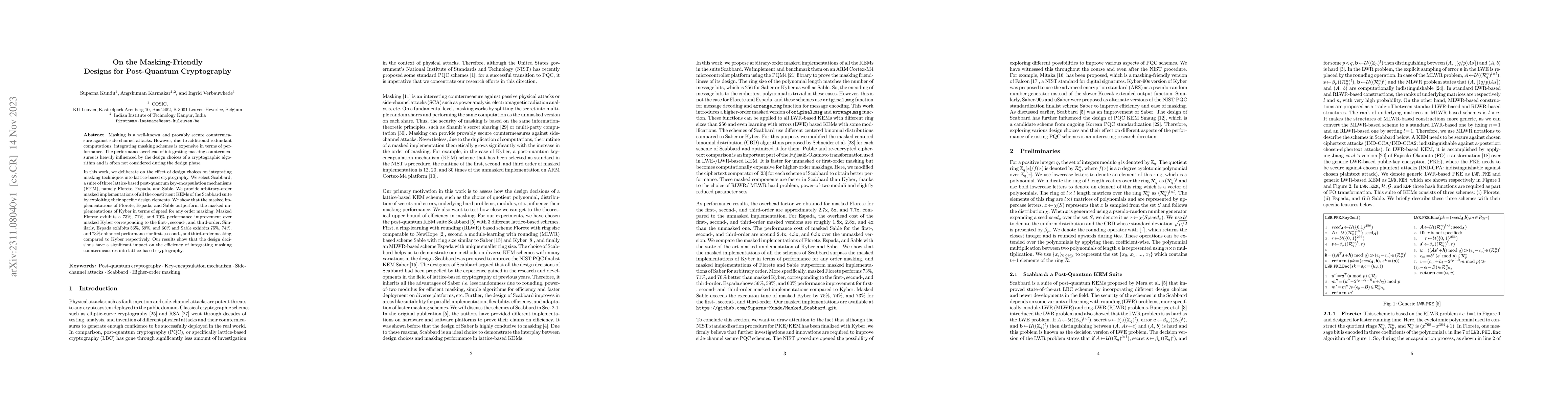 Thumbnail for On the Masking-Friendly Designs for Post-Quantum Cryptography