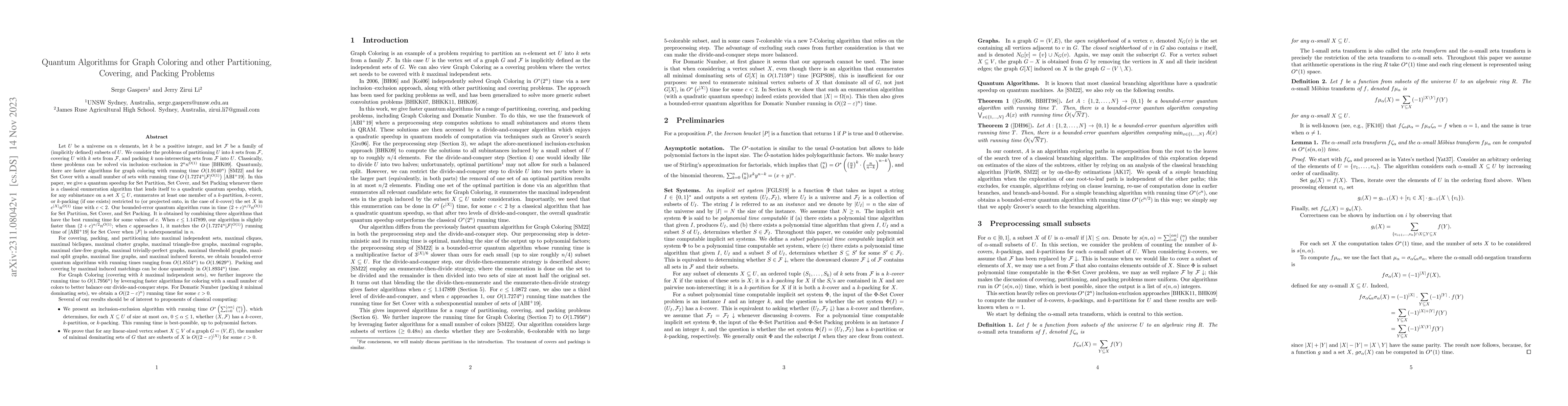 Thumbnail for Quantum Algorithms for Graph Coloring and other Partitioning, Covering,
  and Packing Problems