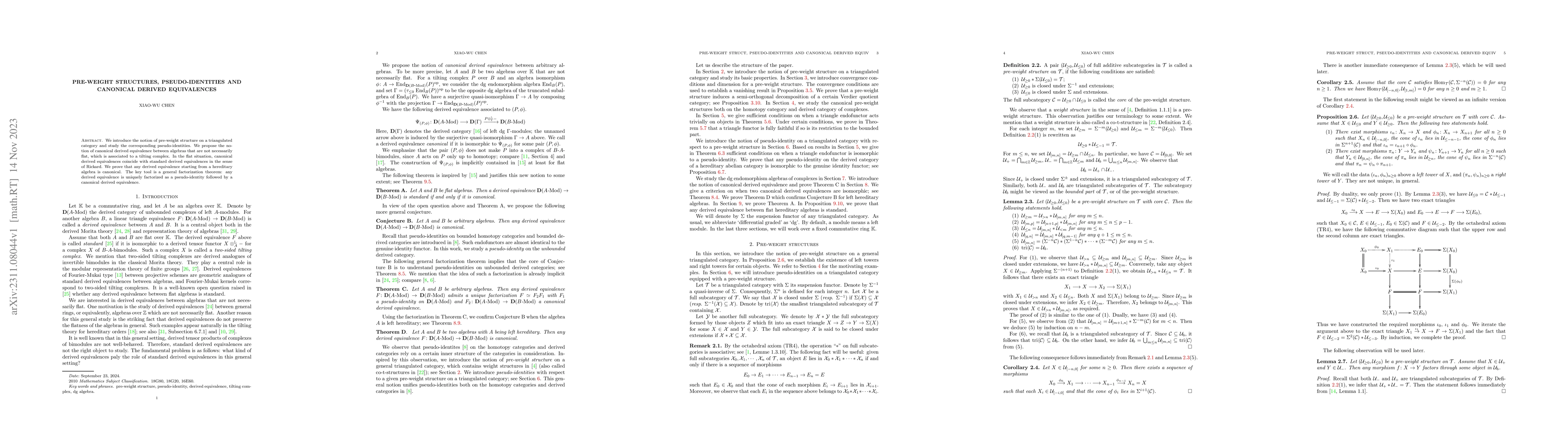 Thumbnail for Pre-weight structures, pseudo-identities and canonical derived
  equivalences
