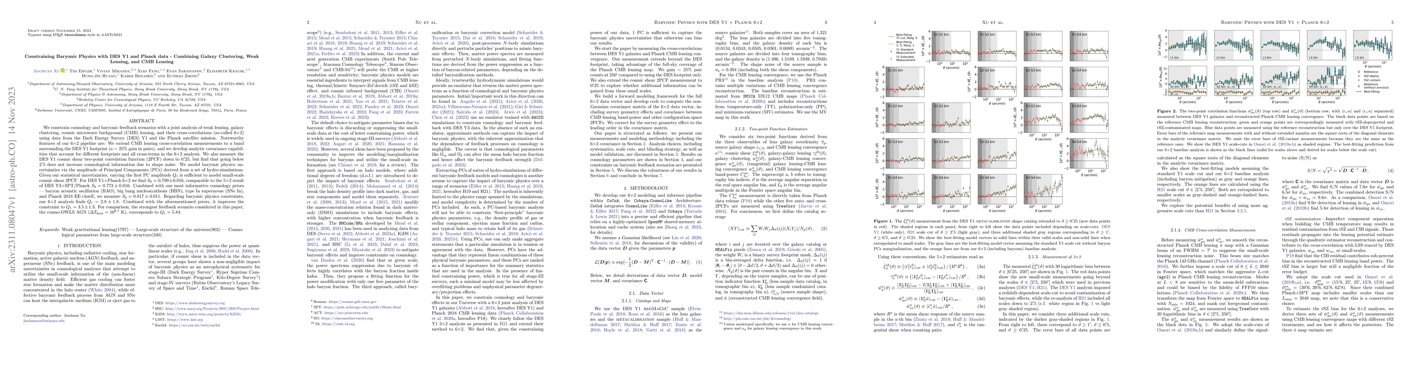 Thumbnail for Constraining Baryonic Physics with DES Y1 and Planck data -- Combining
  Galaxy Clustering, Weak Lensing, and CMB Lensing