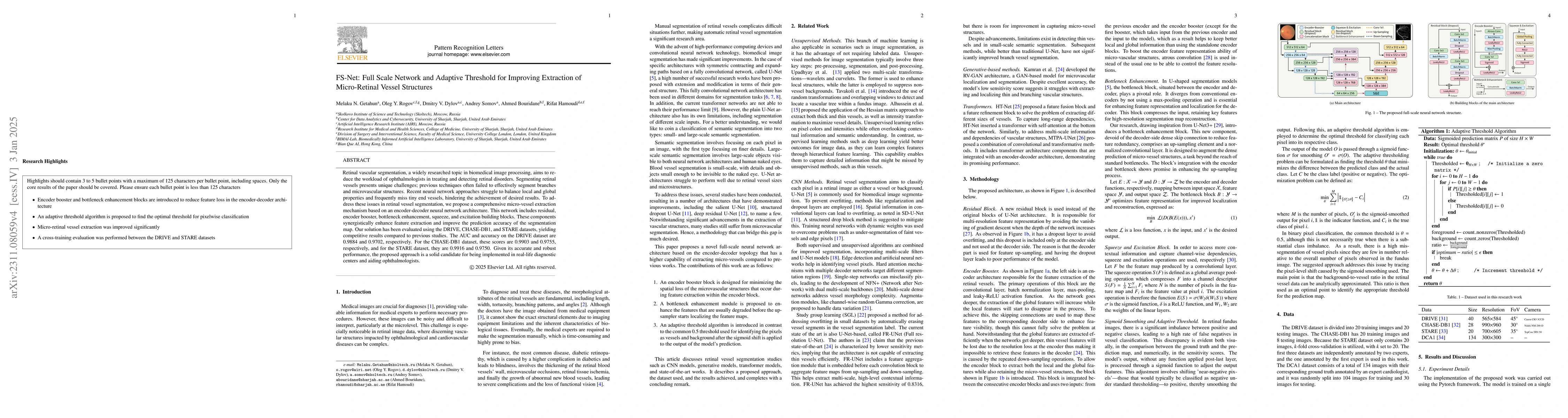 Thumbnail for FS-Net: Full Scale Network and Adaptive Threshold for Improving
  Extraction of Micro-Retinal Vessel Structures