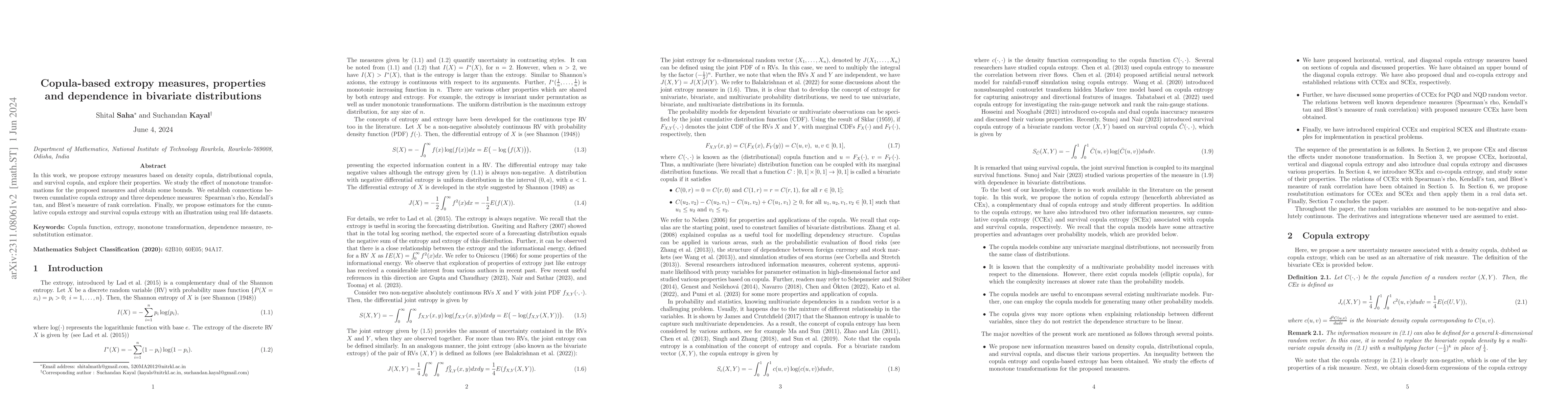 Thumbnail for Copula-based extropy measures, properties and dependence in bivariate
  distributions