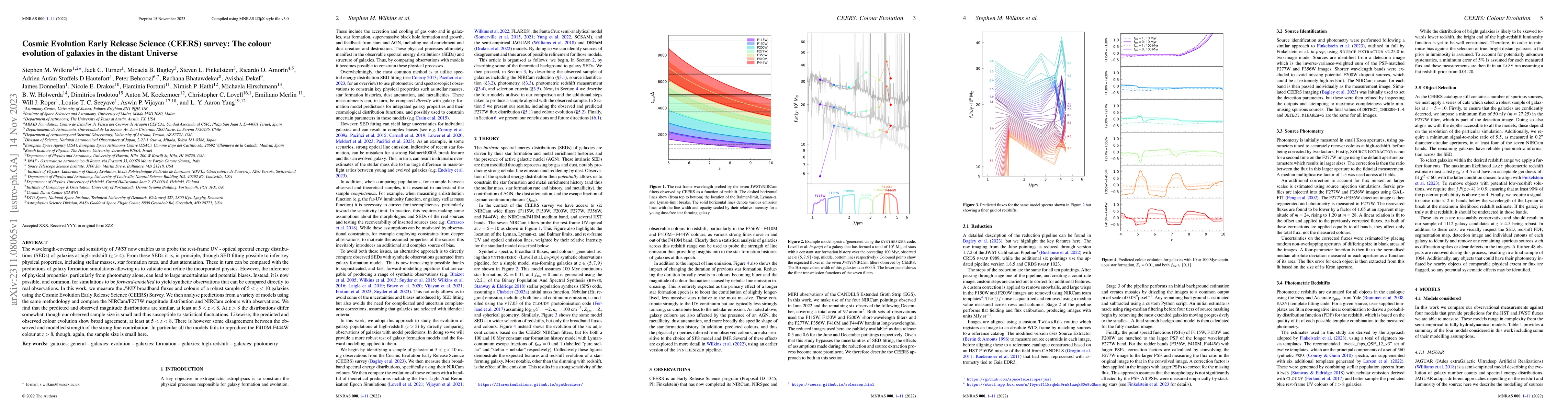 Thumbnail for Cosmic Evolution Early Release Science (CEERS) survey: The colour
  evolution of galaxies in the distant Universe