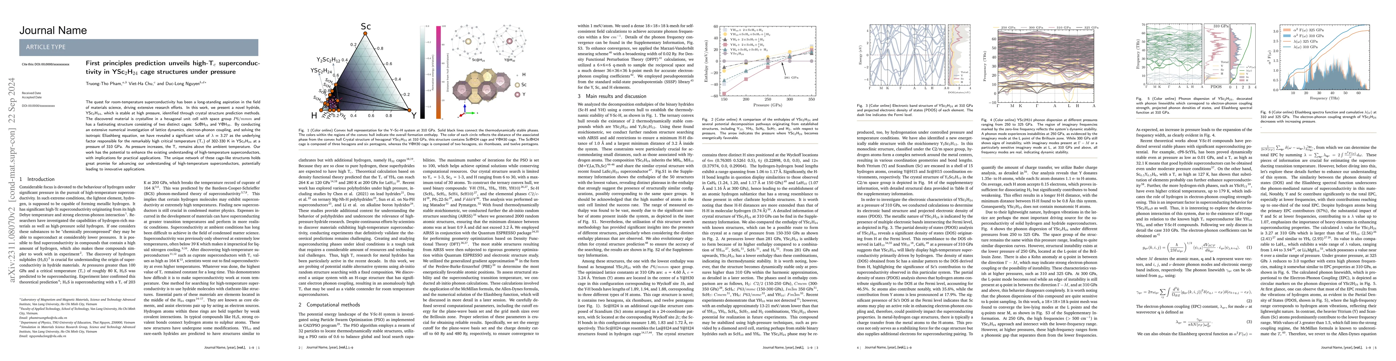 Thumbnail for First Principles Prediction Unveils High-T$_c$ Superconductivity in
  YSc$_2$H$_{24}$ Cage Structures
