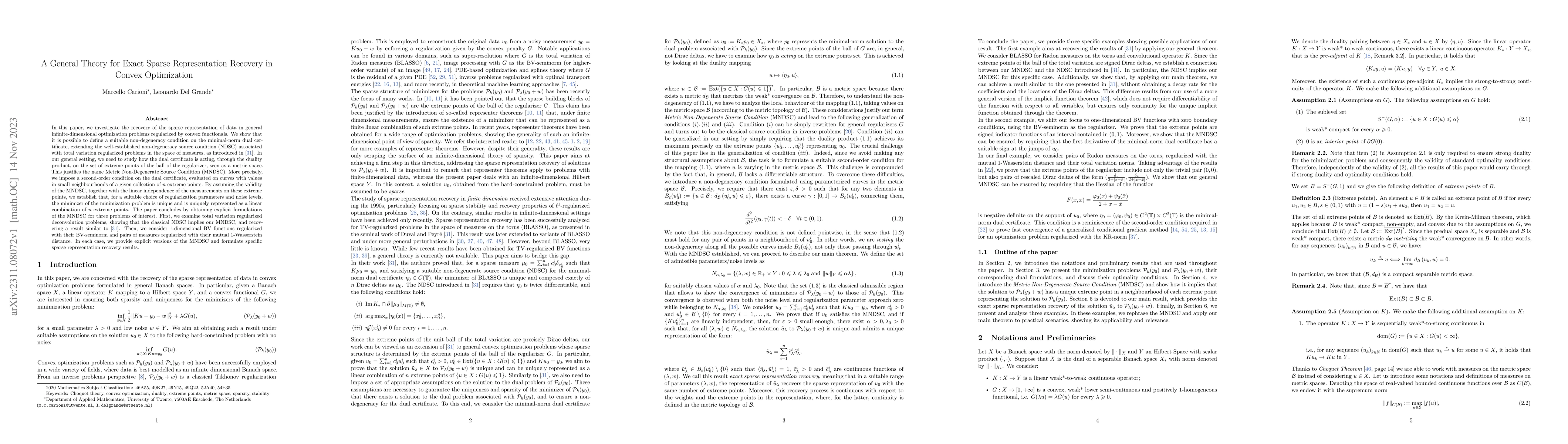 Thumbnail for A General Theory for Exact Sparse Representation Recovery in Convex
  Optimization