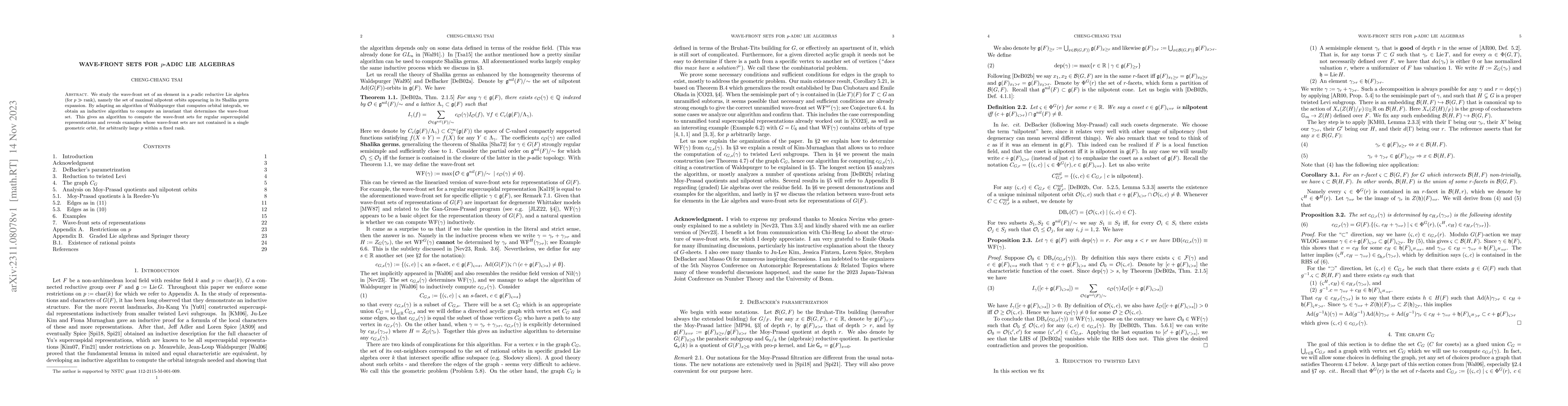 Thumbnail for Wave-front sets for $p$-adic Lie algebras
