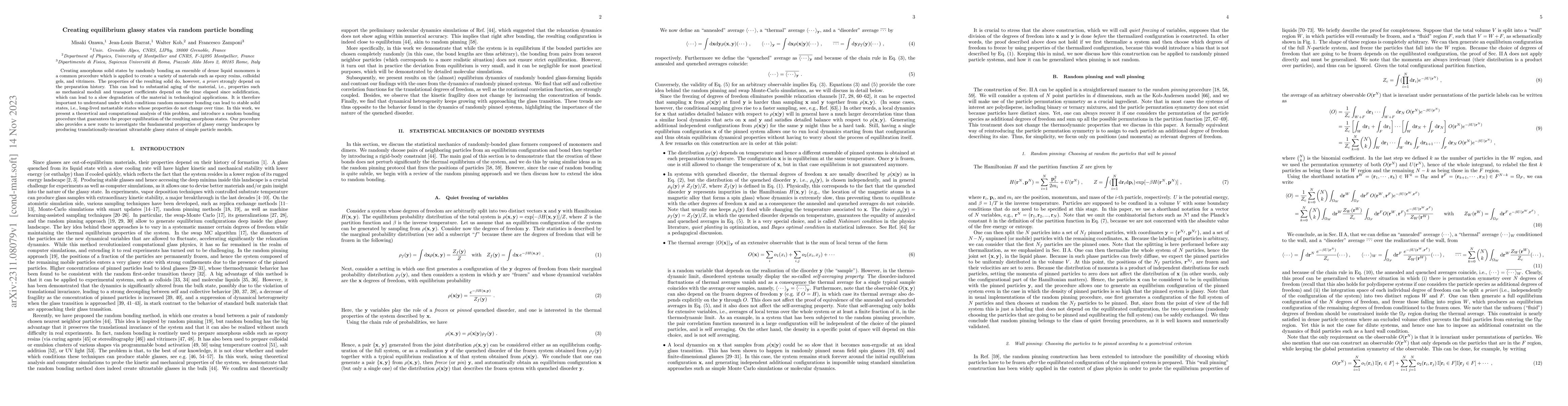 Thumbnail for Creating equilibrium glassy states via random particle bonding