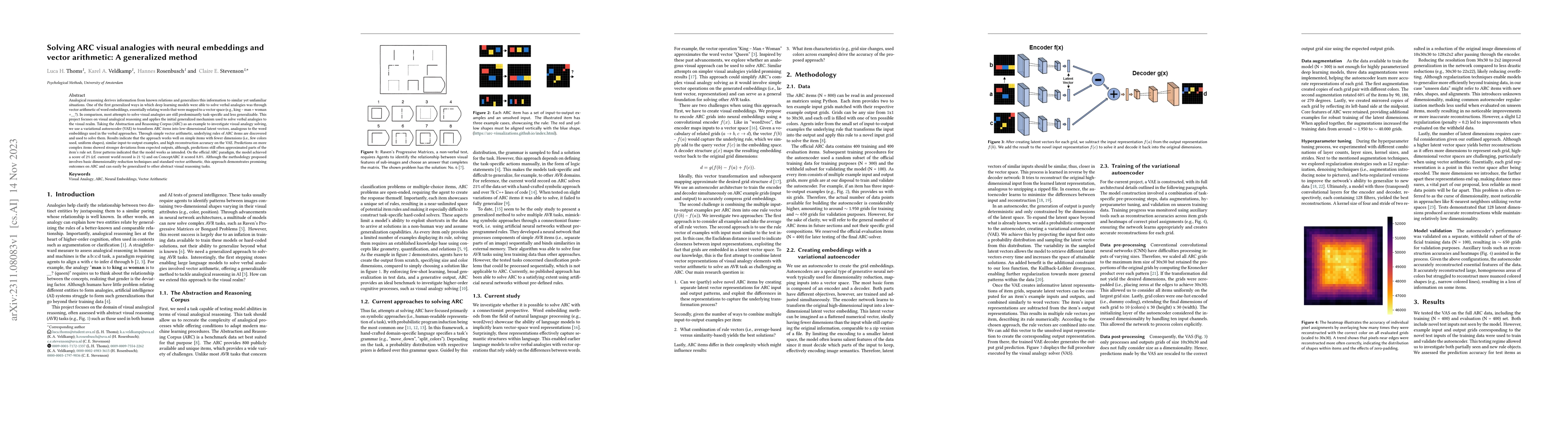 Thumbnail for Solving ARC visual analogies with neural embeddings and vector
  arithmetic: A generalized method