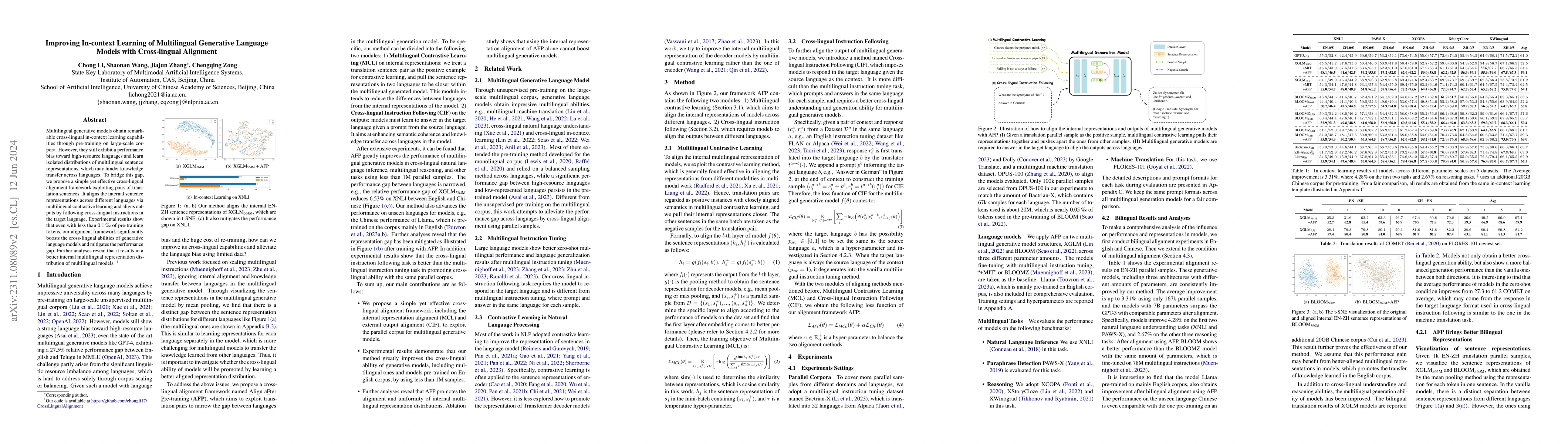 Thumbnail for Improving In-context Learning of Multilingual Generative Language Models
  with Cross-lingual Alignment