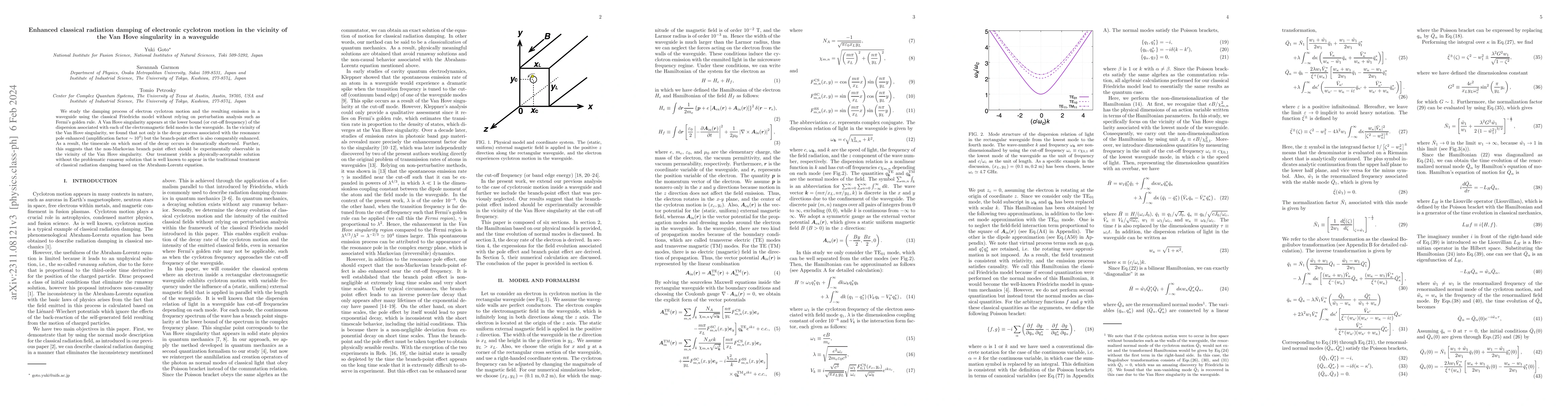 Thumbnail for Enhanced classical radiation damping of electronic cyclotron motion in
  the vicinity of the Van Hove singularity in a waveguide