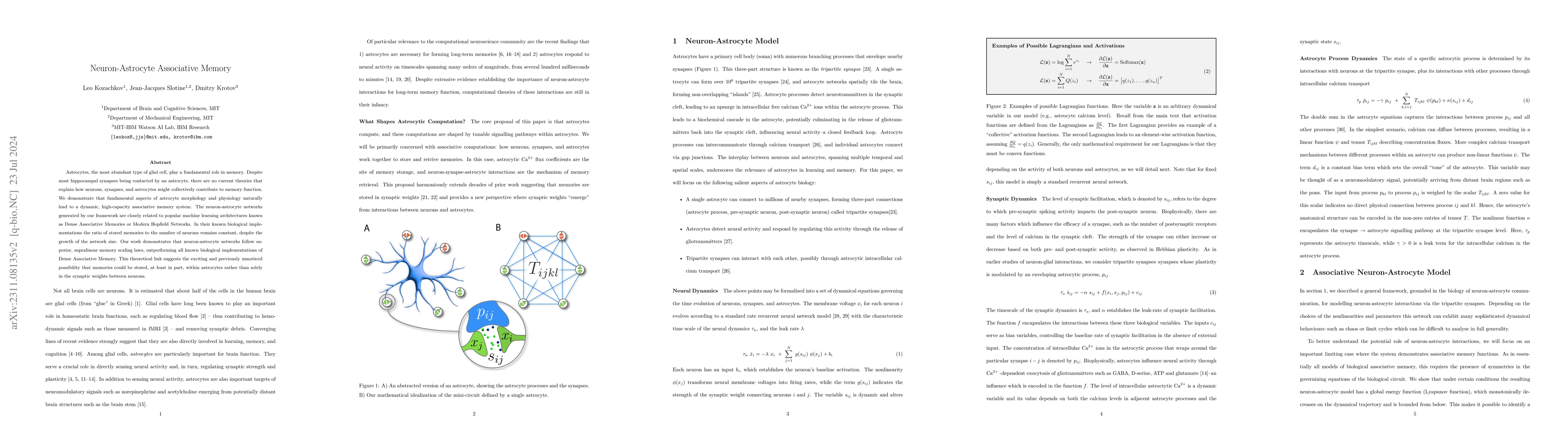 Thumbnail for Neuron-Astrocyte Associative Memory